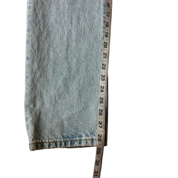 Levi's 501 150 Women's High Rise Fitted Straight Leg Distressed Jeans w/ Stain - Picture 8 of 11